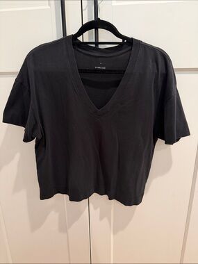 Everlane Black V‑Neck Crop Tee